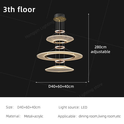 Living Room Pendant Light Duplex Staircase Pendant Light Villa for Dining Table Hanging Lamp