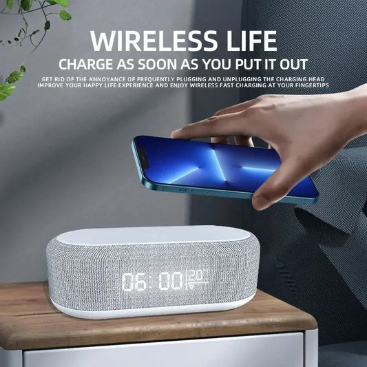 15W Wireless Chargers Pad Phone Fast Charging Dock Alarm Bedroom Lamp Night Light