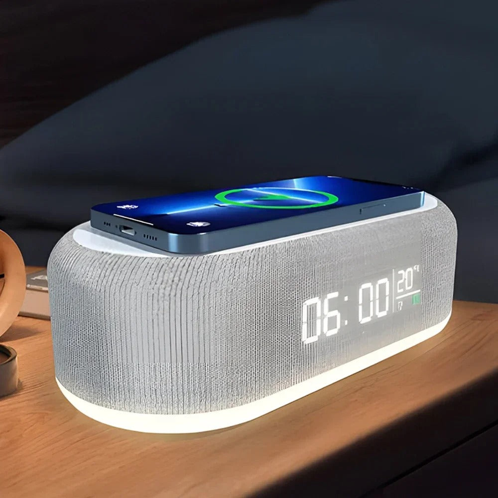 15W Wireless Chargers Pad Phone Fast Charging Dock Alarm Bedroom Lamp Night Light