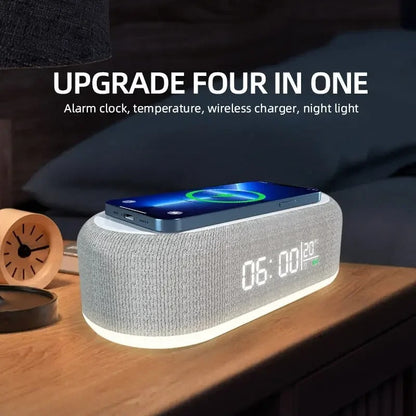 15W Wireless Chargers Pad Phone Fast Charging Dock Alarm Bedroom Lamp Night Light