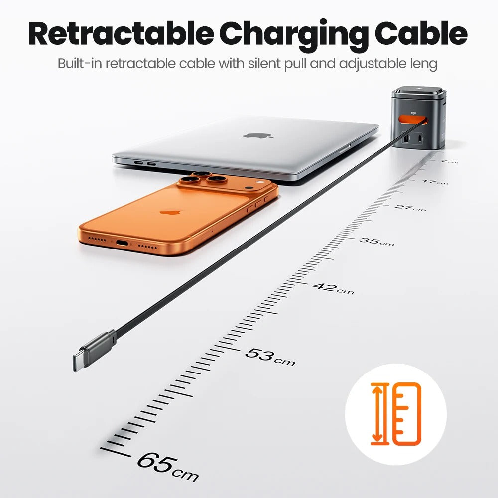 Toocki 80W 6-in-1 GaN Charging Station for Magsafe 15W PD 65W Retractable 60W Cable Wireless Charger for Macbook iPhone 17 16